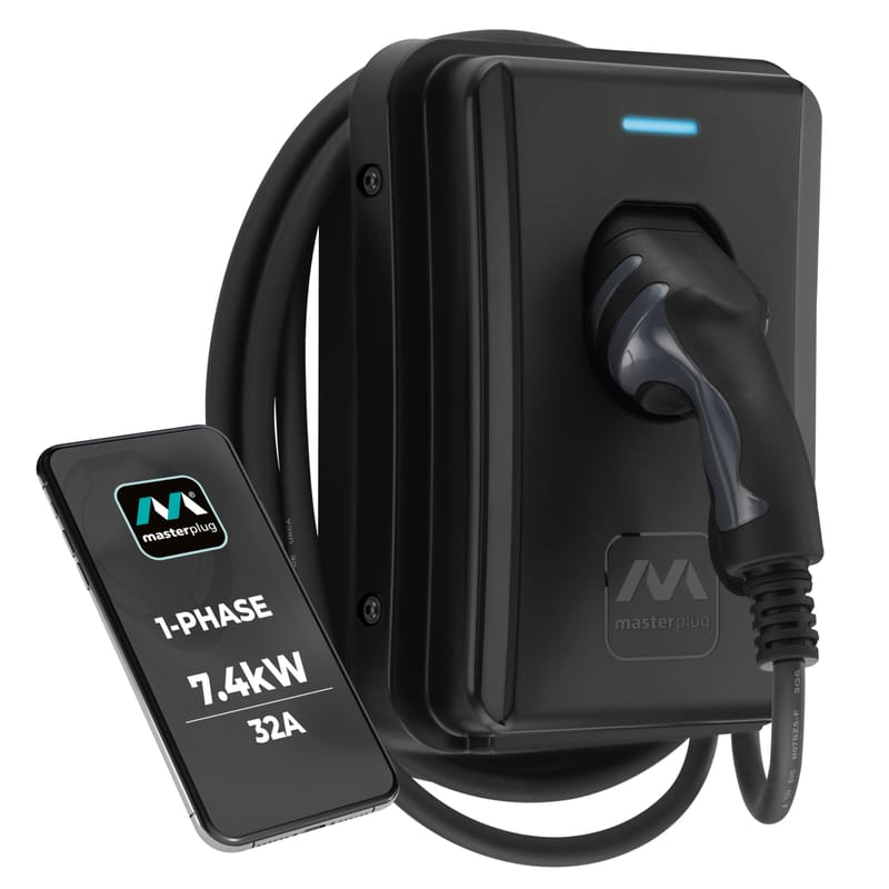 Masterplug Smart EV Wall Charger Type 2 5m Cable Black