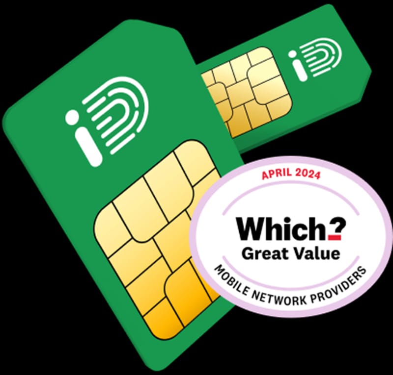 iD Mobile SIM Only 100GB 5G Data Unlimited Min & Texts EU Roaming