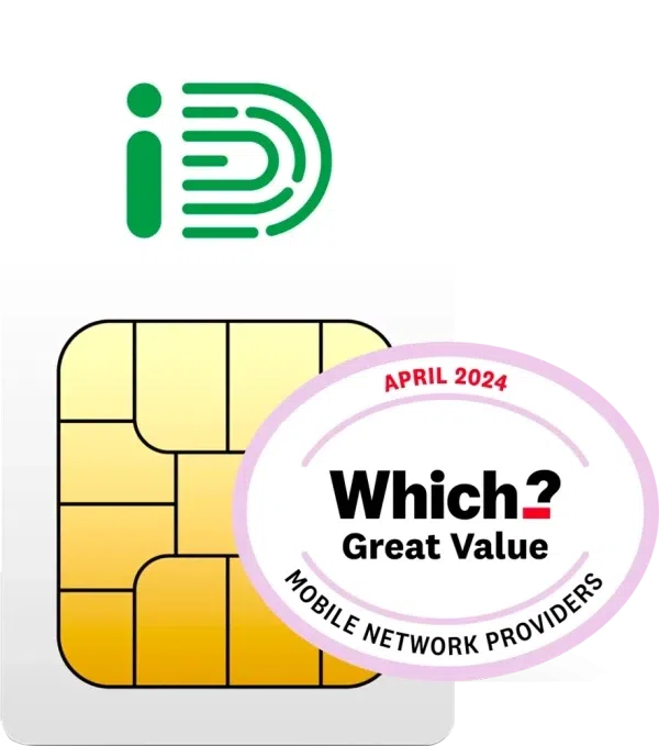 iD Mobile SIM with 40GB 5G Data, Unlimited Minutes & Texts, EU Roaming