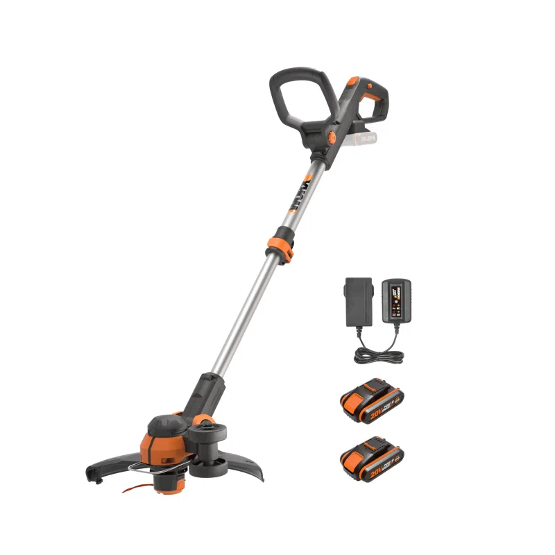 WORX WG163E 18V Cordless Grass Trimmer with Command Feed and 2 Batteries