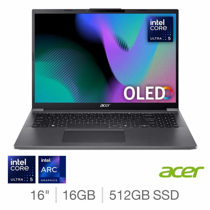 Acer Aspire 16 Intel Core Ultra 5 16GB RAM 512GB SSD 16 Inch OLED Laptop NX.J5LEK.003