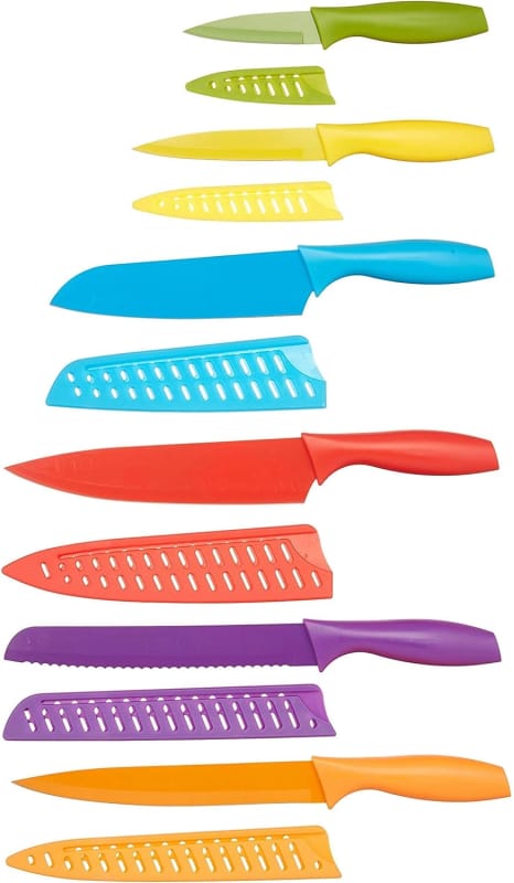 Amazon Basics 12-Piece Knife Set Multicolor