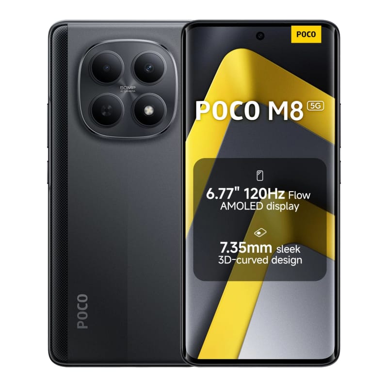 XIAOMI POCO M8 Smartphone 8+256GB Black 6.77" 120Hz AMOLED Display