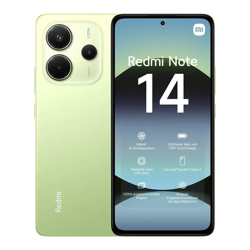 Xiaomi Redmi Note 14, 6GB+128GB, 108MP Camera, 5500mAh Battery, 120Hz Display, Green