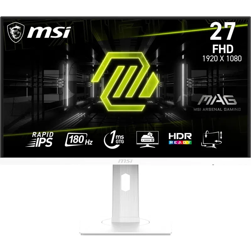 MSI MAG 274PFW 27 Inch FHD Gaming Monitor - 1920 x 1080 Rapid IPS, 180Hz, 1ms, 117% sRGB, Frameless