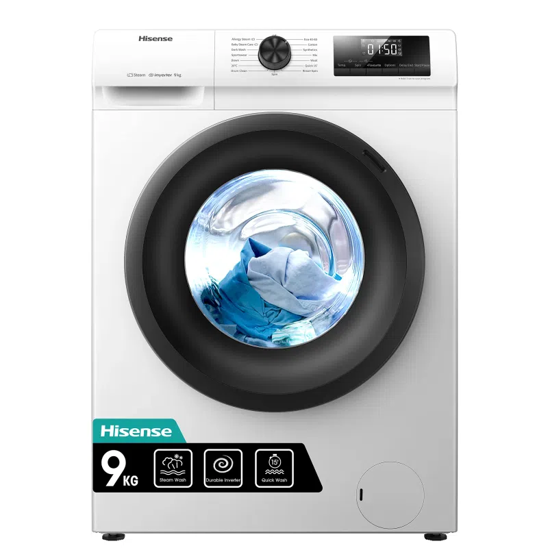 Hisense WFQP9014EVM 9kg Front Load Washing Machine with Inverter & 2 Year Warranty