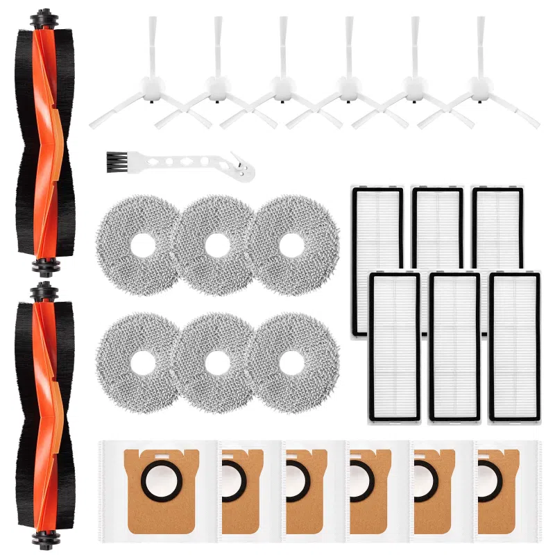 Xiaomi X20+ / X10+ Robot Vacuum Accessory Bundle, 6 Dust Bags, 6 Mop Pads, 2 Main Brushes, 6 Brushes, 6 Filters, 1 Cleaning Brush