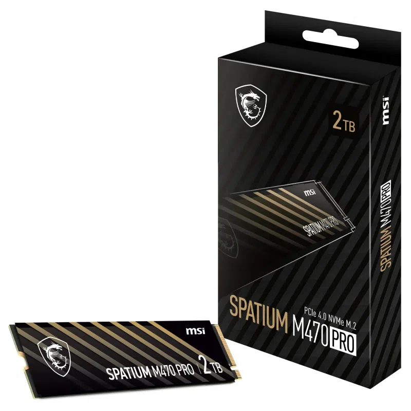 MSI SPATIUM M470 PRO 2TB SSD - PCIe 4.0 NVMe M.2, 6000MB/s Read, 5000MB/s Write