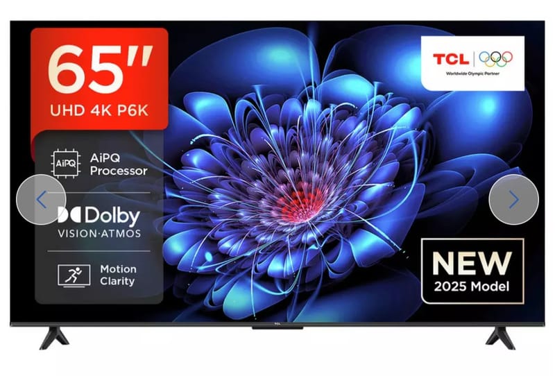 TCL 65P6K 65 inch 4K UHD HDR LED TV + £25 Gift Card