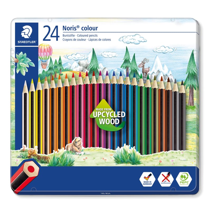 STAEDTLER 185 M24 Noris Colour Colouring Pencils 24 Assorted Colours Tin of 24
